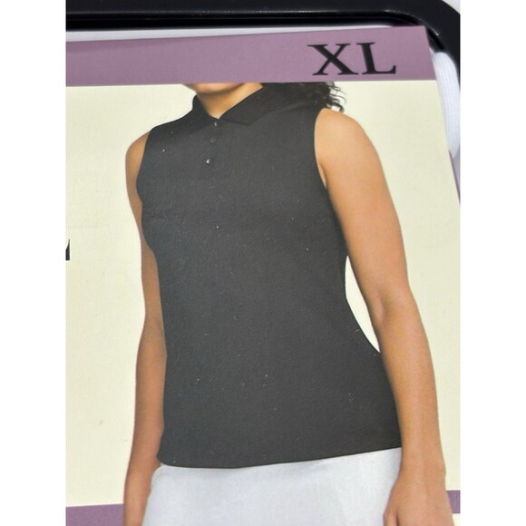 Womens Golf & Tennis Quick Dry Sleeveless V-Neck Polo Shirt White COLLETTE LOVE - Picture 4 of 4